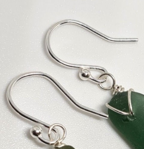 Thumbnail: White Sea Glass Dropper Earrings