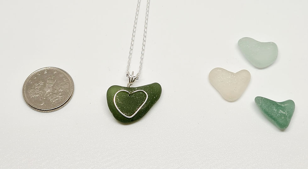 Thumbnail: Green Sea Glass Heart Necklace