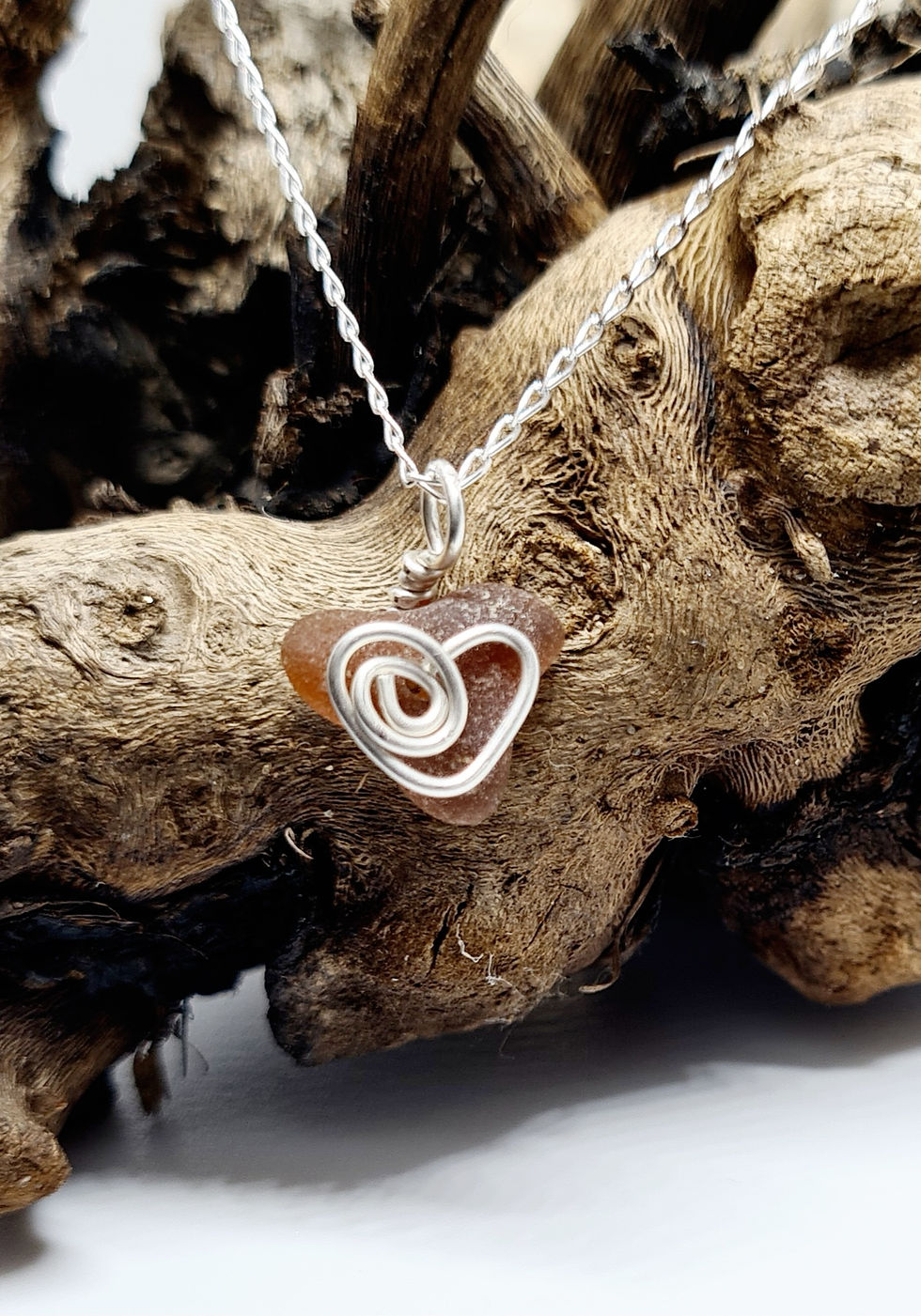 Thumbnail: Brown Sea Glass Heart Bracelet