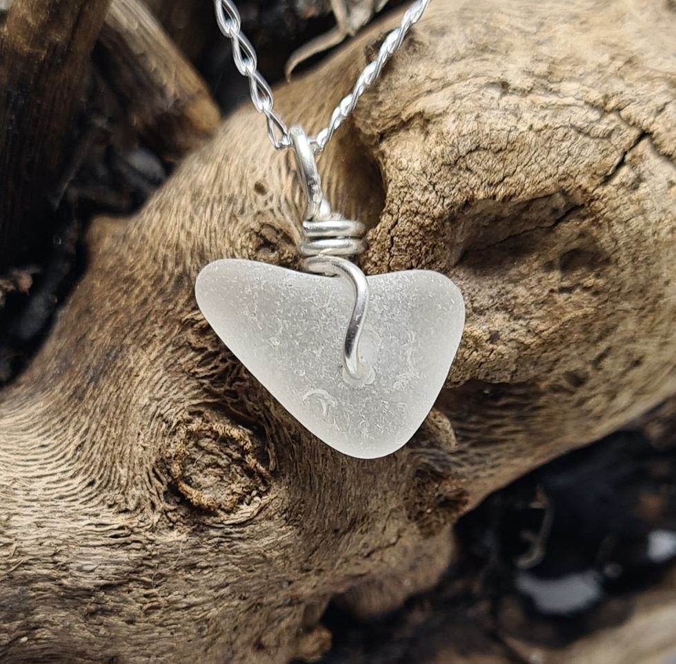 Thumbnail: White Sea Glass Heart Bracelet