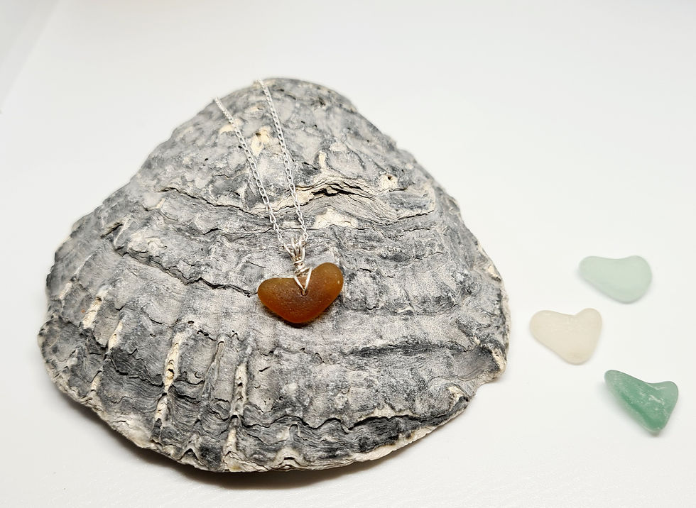 Thumbnail: Brown Sea Glass Heart Bracelet