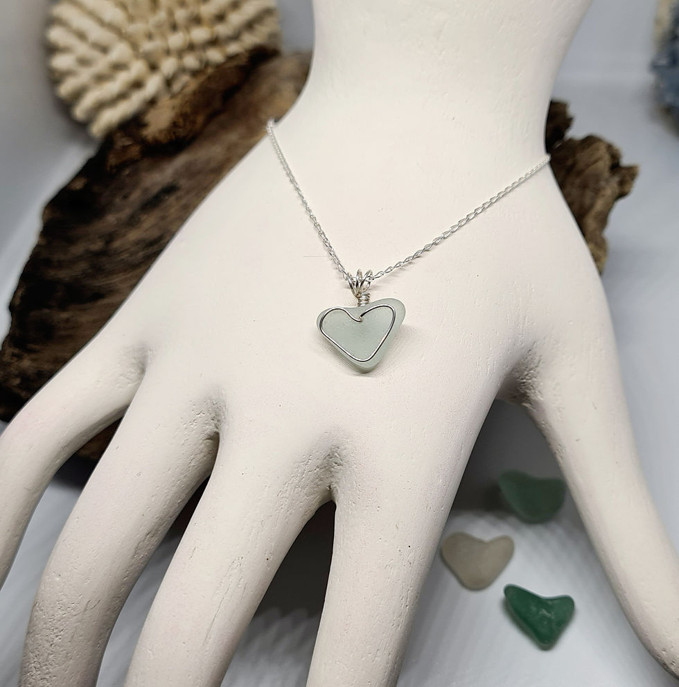Thumbnail: Pale Aqua Sea Glass Heart Bracelet