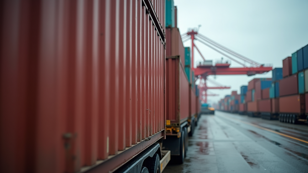 Close-up view of shipping containers being loaded at a port