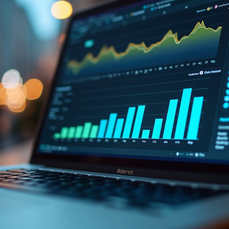 Eye-level view of a laptop screen showing AI design software