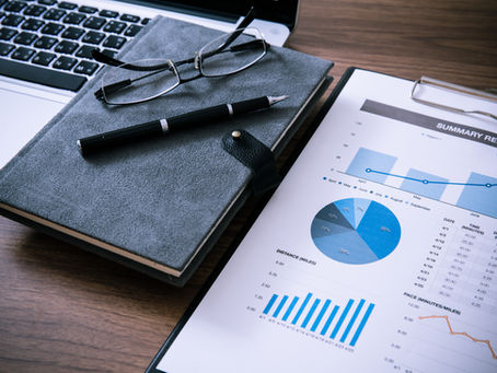 Business report with computer
