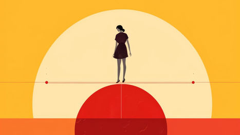Graphic of a woman on a tightrope