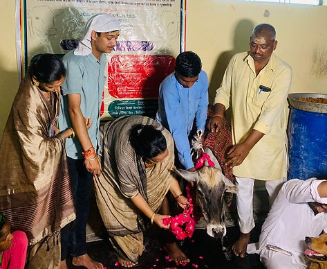 On the occasion of Smt. Yashmati Mata Ji’s birthday, Divigya Care organized a special event at the Gaushala. The team performed Gau Pooja and fed bottle gourd and jaggery to all 365 cows present. Clothes, sweets, and gifts were also distributed to all the cow caretakers of the Gaushala.
