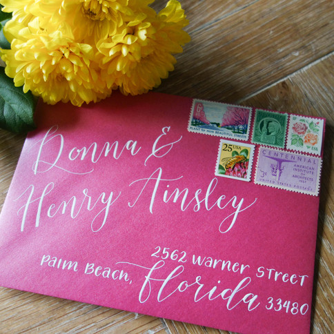Hot Pink Envelope with White Calligraphy