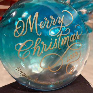 Neiman Marcus In- Store Calligraphy Painted Christmas Ornaments