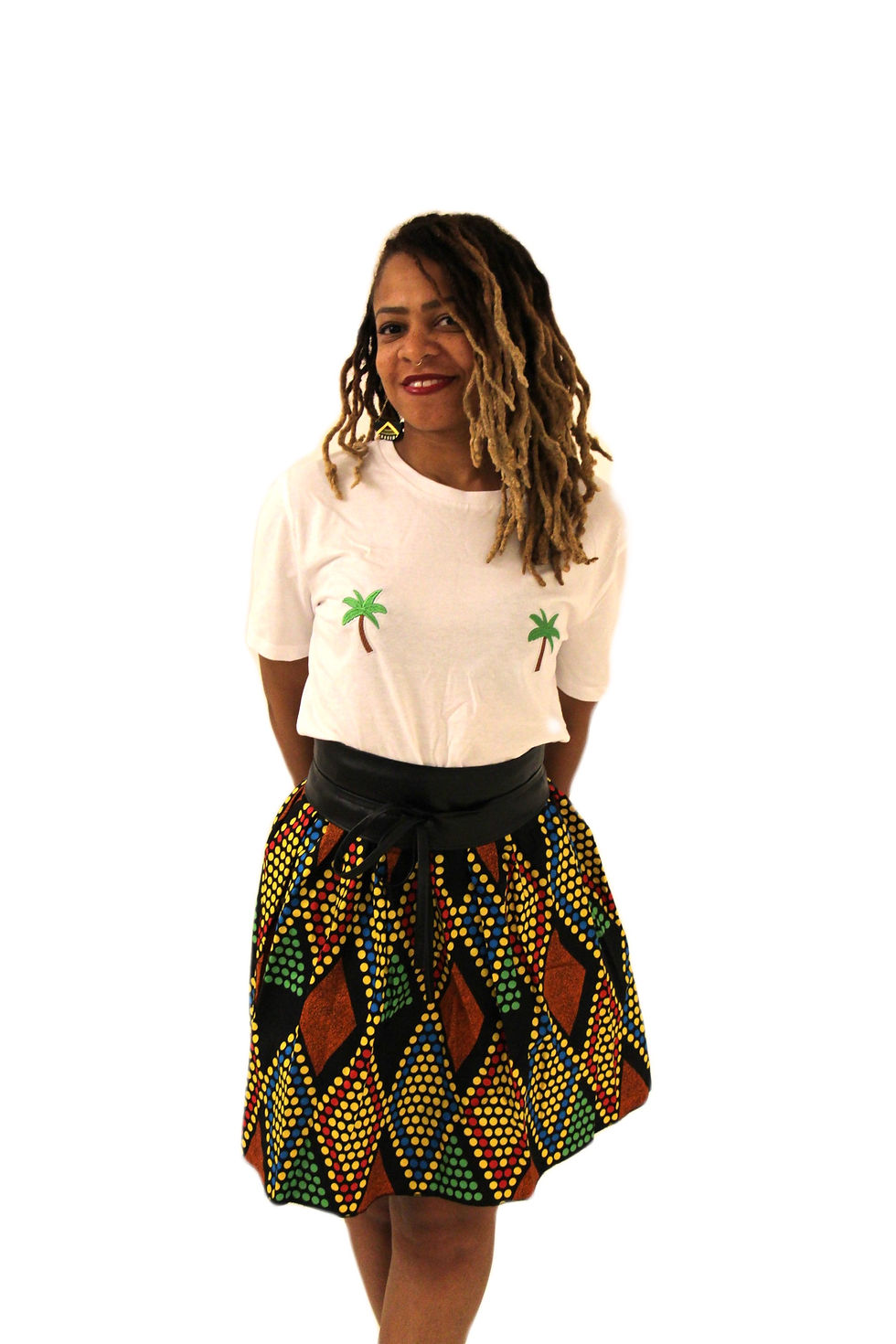 Miniature : T shirt palmiers été jupe wax