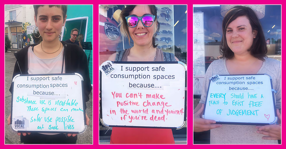 3 women holding signs
