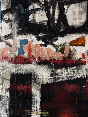 Abstract painting, mixed media on media paper