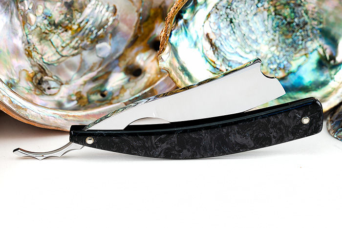 Thumbnail: Max Sprecher Razors - 9/8・Barber's Notch・Mokume Gane ・Black Burl Kirinite