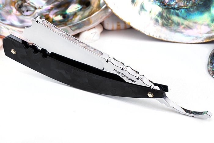 Thumbnail: Max Sprecher Razors・9/8・Barber's Notch・Pink Pearl・Forged Carbon Fiber・Made in USA