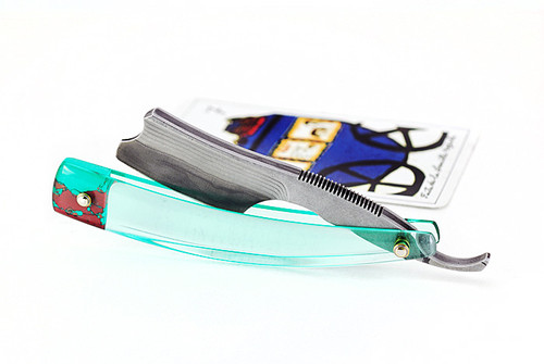 Micro Razor・7/8・Barber's Notch・Suminagashi・Aqua Glass