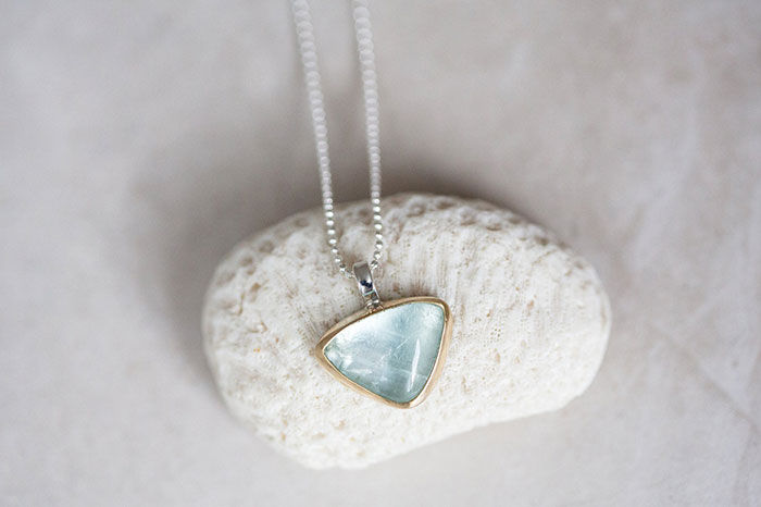 Thumbnail: 10K Gold & Silver Aquamarine Pendant