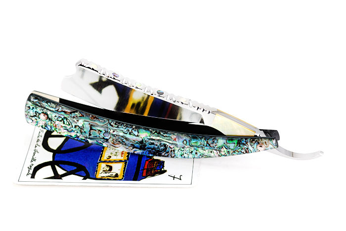 Thumbnail: Max Sprecher Custom Razors・8/8+・Barber's Notch・Gold-Lip ・ Abalone・Proudly Made In USA