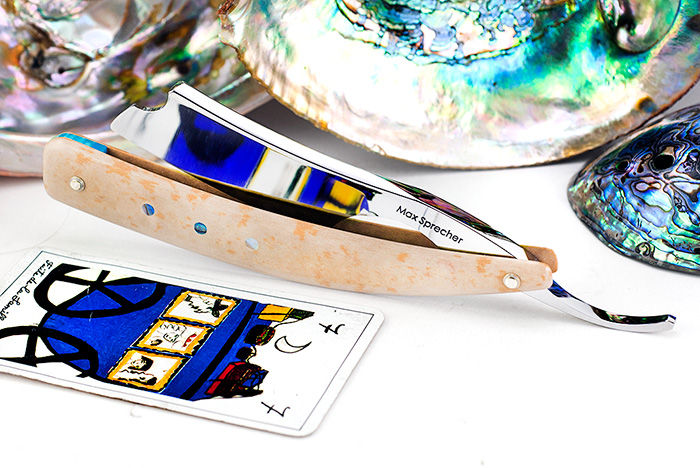 Thumbnail: Max Sprecher Razors・8/8・Barber's Notch・Micarta with Abalone Inlay・Made in USA