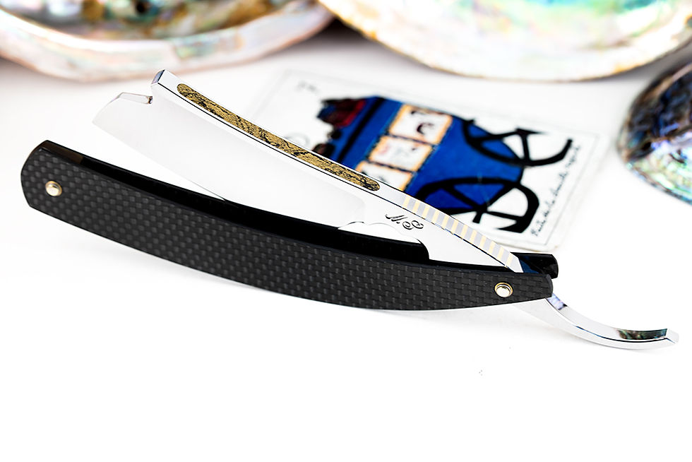 Thumbnail: 9/8・Modern Barber's Notch・Mokume Gane・Brass・Straight Razor