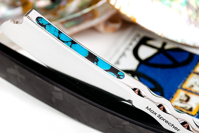 Thumbnail: Max Sprecher Razors・9/8・Barber's Notch・Turquoise・Forged Carbon Fiber・Made in USA