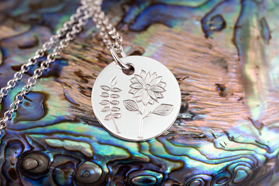 Thumbnail: Hand Engraved Floral Sterling Silver Pendant