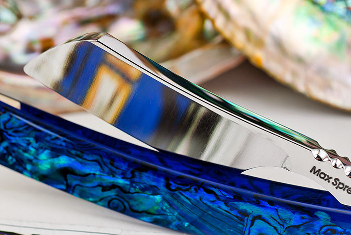 Thumbnail: Max Sprecher Razors・8/8・Irish Point・Blue Paua・Made in USA