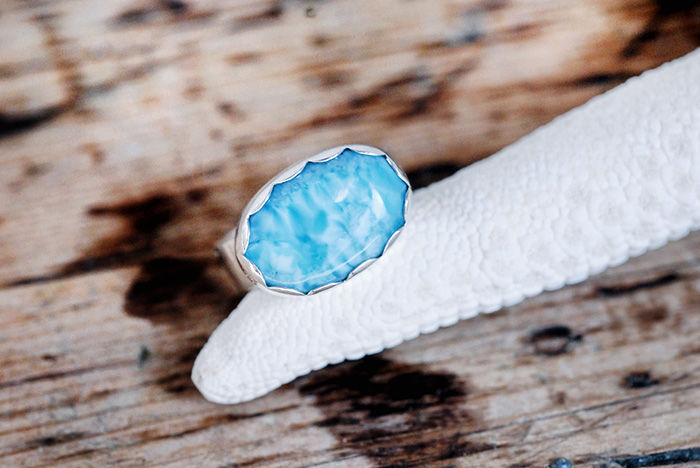 Thumbnail: 💍 Deep Blue Larimar Sterling Silver Ring