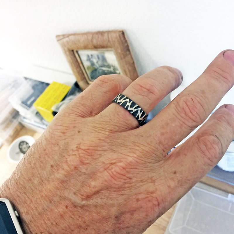 Thumbnail: Max Sprecher Handmade Patterned Sterling Silver Ring Made in USA
