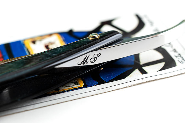 Thumbnail: Max Sprecher Straight Razor - 9/8・Spanish Point・Mokume Gane ・Black Burl Kirinite