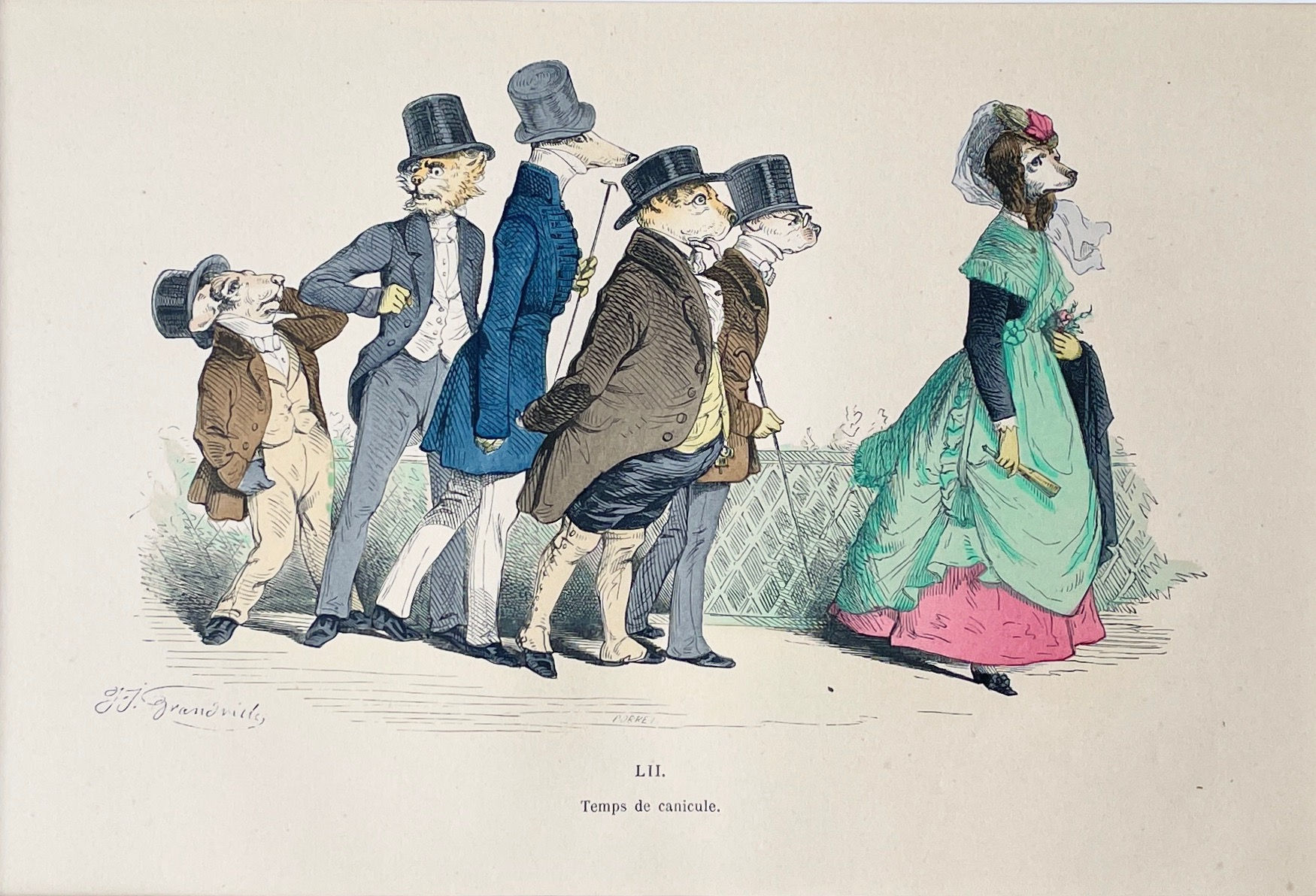 Handcolored Lithography J.J. Grandville 1869