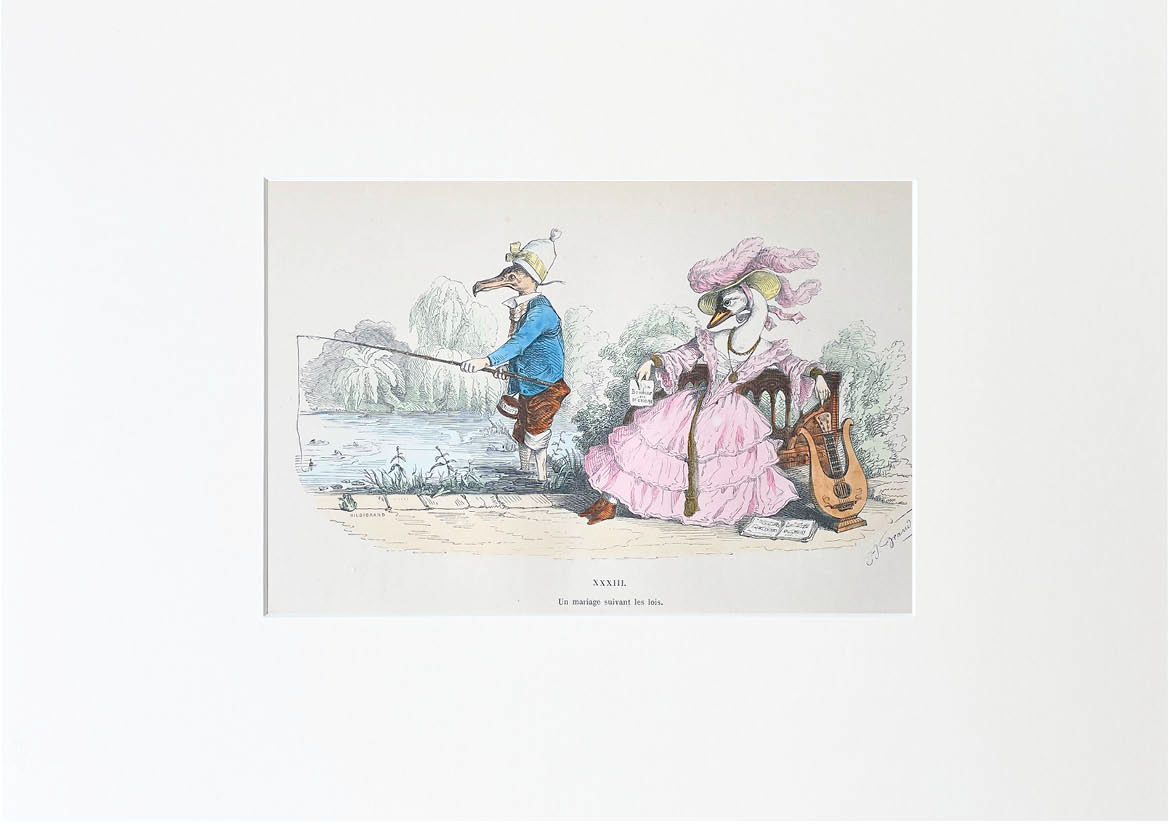Handcolored Lithography J.J. Grandville 1869