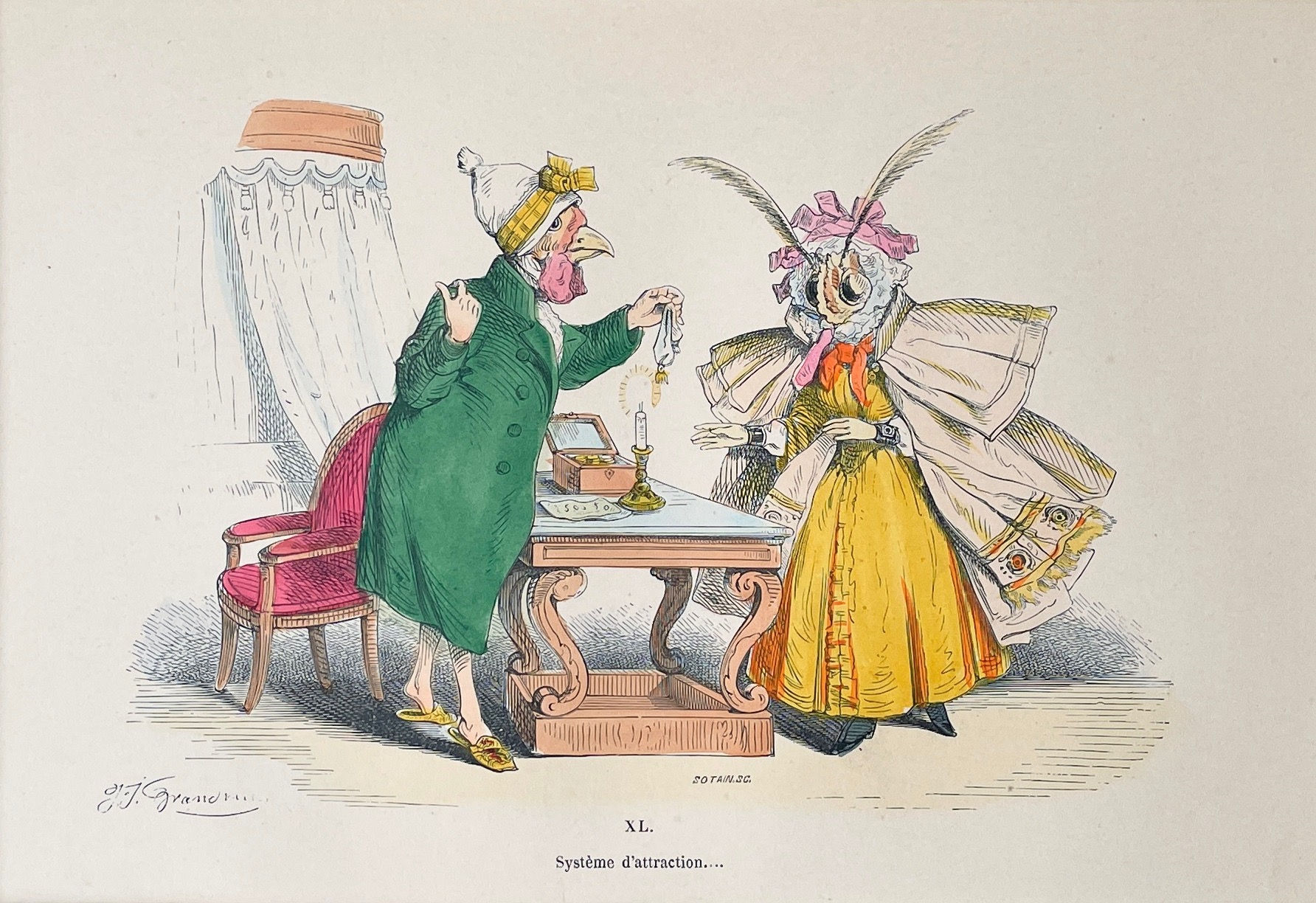 Handcolored Lithography J.J. Grandville 18
