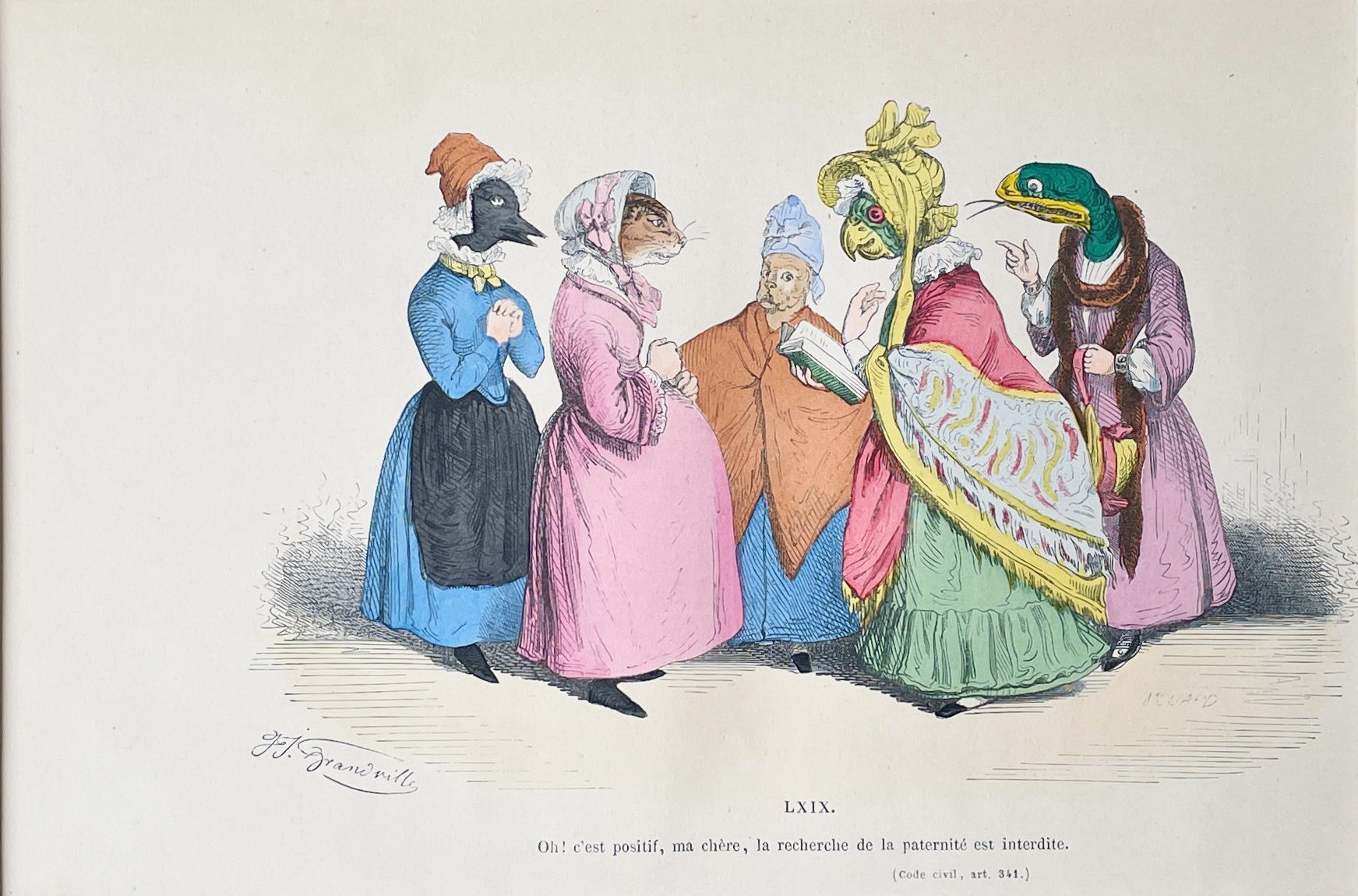 Handcolored Lithography J.J. Grandville 18