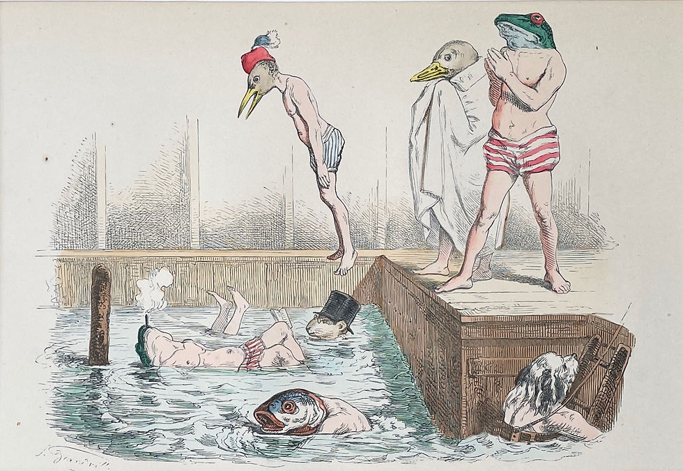 Thumbnail: Handcolored Lithography J.J. Grandville 1869
