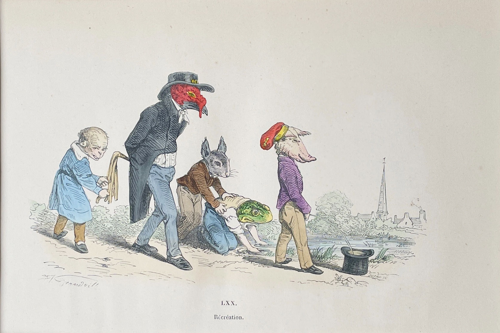 Handcolored Lithography J.J. Grandville 18