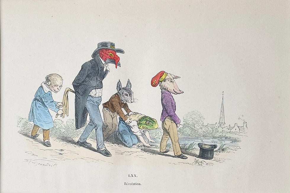 Thumbnail: Handcolored Lithography J.J. Grandville 18