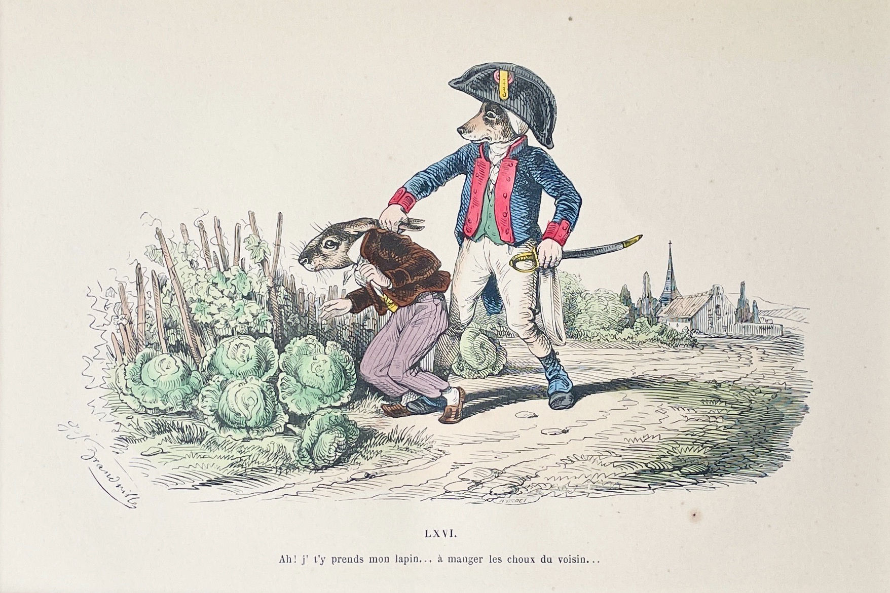 Handcolored Lithography J.J. Grandville 18