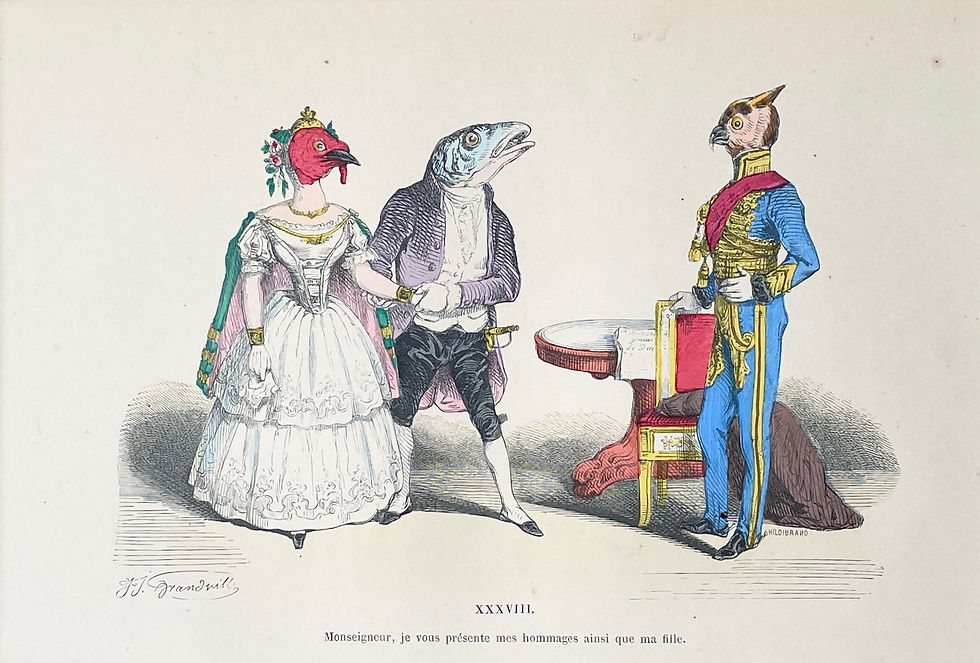 Thumbnail: Handcolored Lithography J.J. Grandville 1869