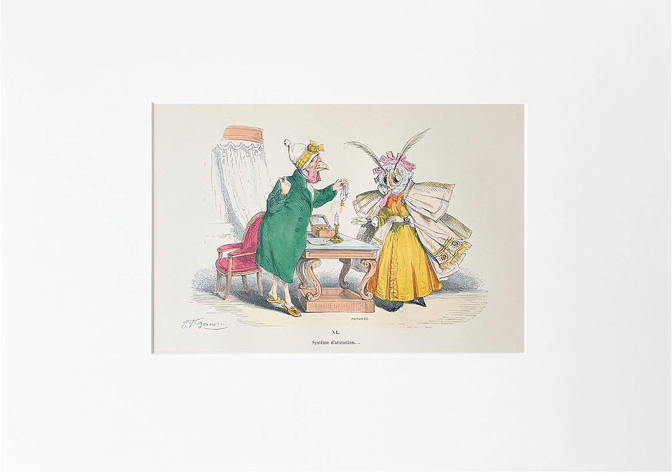Thumbnail: Handcolored Lithography J.J. Grandville 18