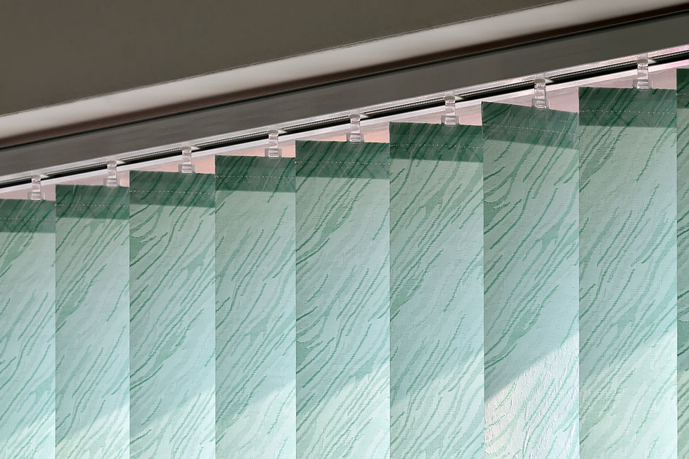 Vertical blinds in living room