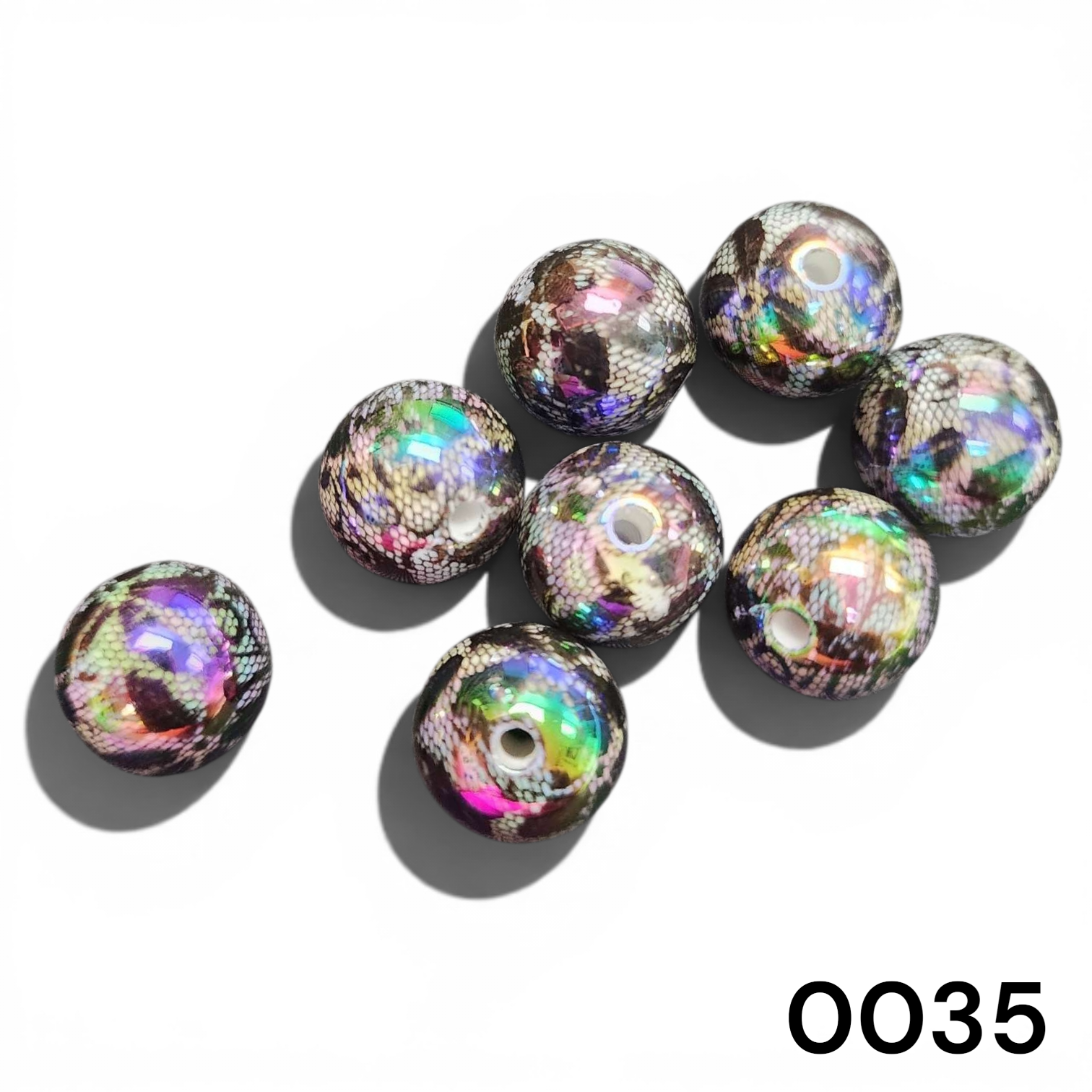 Acrylic Iridescent Snake Skin 15mm