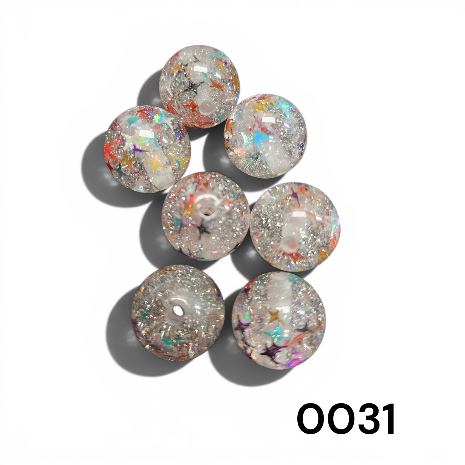 Resin Clear Glitter Stars 10mm
