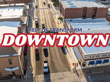 Aerial view of downtown Abilene along NW Third Street between Buckeye Avenue and Spruce Street, the proposed project area for the BLOCK grant.