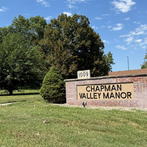 Chapman Valley Manor sign outside the facility in Chapman, Kansas.