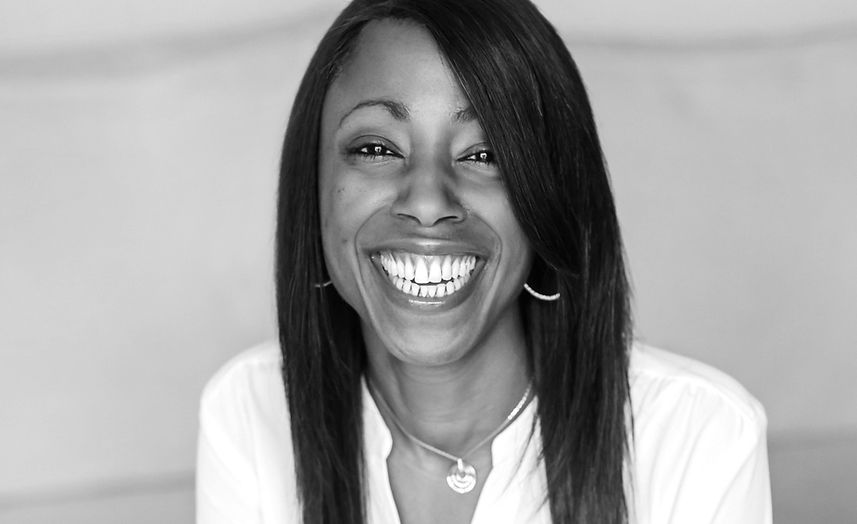 Black and White Image of Melanie Marshall smilling