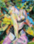 fuschia tights, pastels on paper