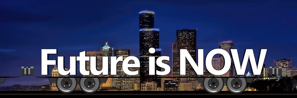 train with the words overlaying Future is now