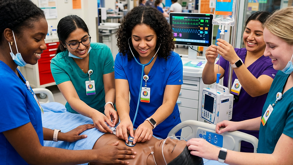 Close-up view of medical equipment used in nursing training
