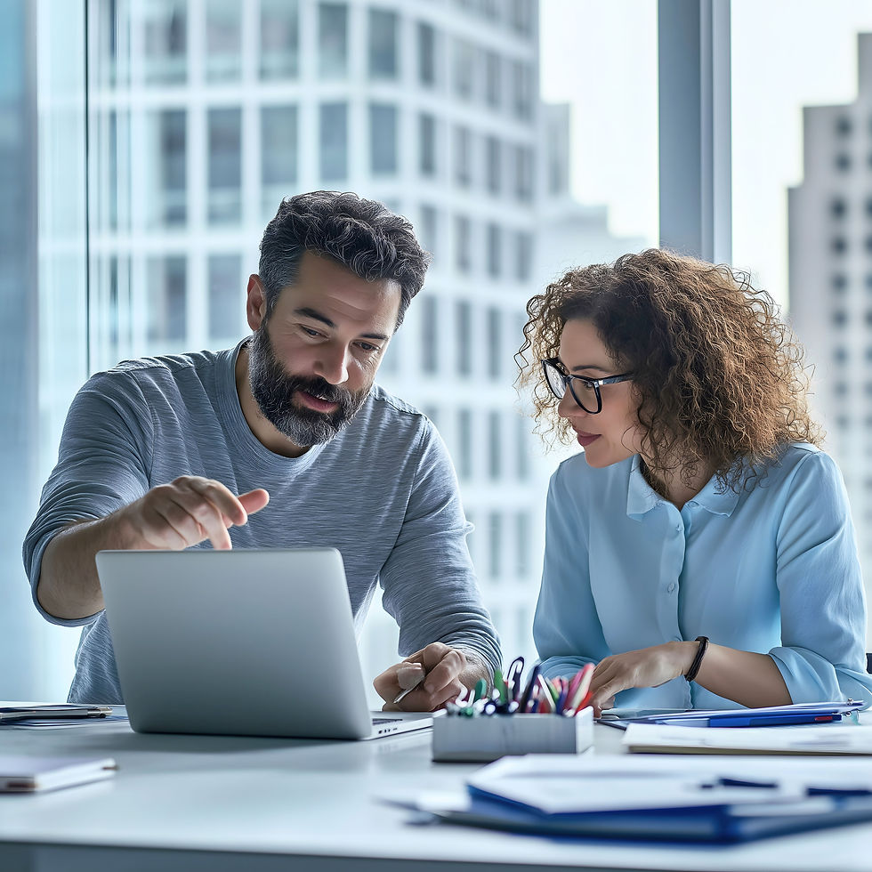 Man and woman discussing business deal