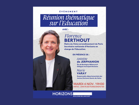 Réunion thématique sur l'Education avec Florence BERTHOUT à Boulogne-Billancourt